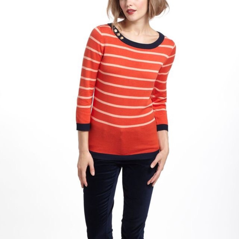 Anthropologie Harbor Springs sweater red stripe L